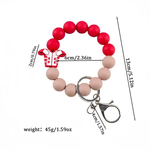 American Football Jersey Silicone Beaded Keychain Wristlet Sports Jersey Pendant Wristlet Key Ring For Women Men Car Bag Accessories