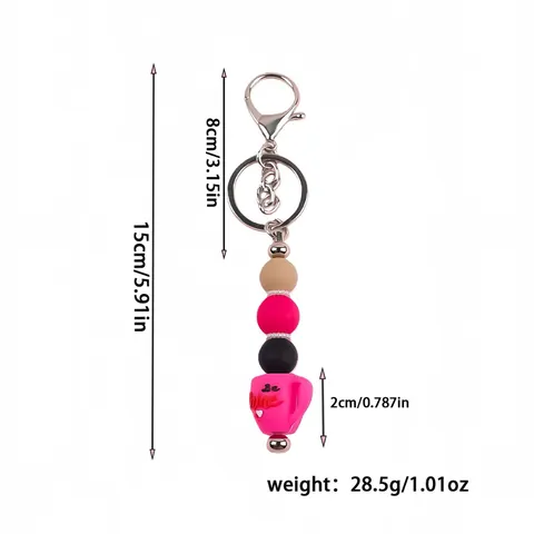 Valentinstag Kreativer Silikonperlen Schlüsselanhänger Herz Tasse Anhänger DIY Legierung Strass Schlüsselring Tasche Ornament Geschenk