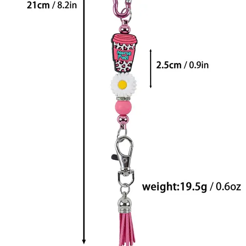 Llavero de Cuentas de Silicona Médico Nurse Fuel Scrub Life Placa de Letras Borla de PU Para Mujeres Adorno de Bolso Joyería