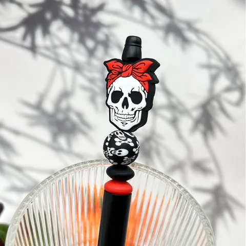 Halloween Niedlich Skelett Silikon Perlen Schlüsselanhänger Kugelschreiber Cartoon DIY Tasche Anhänger Deko Party Geschenk