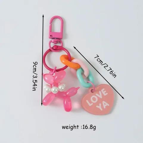 Balloon Dog Keychain Rainbow Acrylic Chain Heart Letter Pendant Bag Charm Accessory Fashion Jewelry Keychain For Women