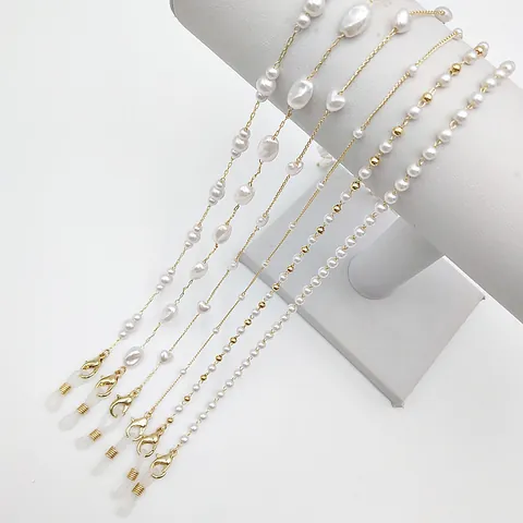 Chaîne de Lunettes en Perles Artificielles Polyvalente Cordon de Masque en Alliage Sangle de Cou Décorative Accessoires de Lunetterie Pour Femmes