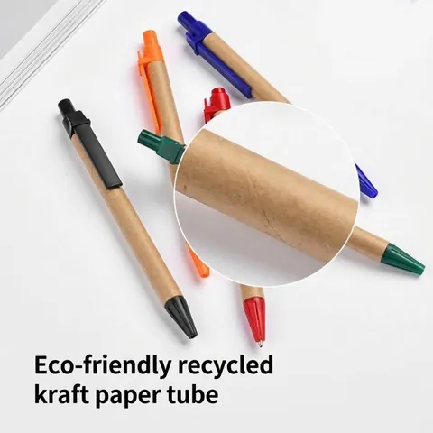 Bolígrafo de Papel Kraft Ecológico Retráctil Bolígrafo de Escritura para Oficina Tinta Negra a Base de Aceite Regalo Escolar Diseño Simple
