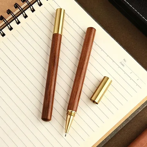 Penna Gel di Lusso in Legno Massello e Ottone Penna per Firma Business Vintage per Scrittura Ufficio Regalo Professionale Cancelleria Roller Inchiostro Fluido