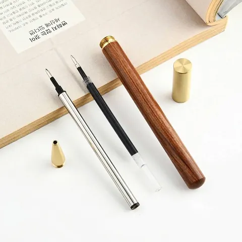 Penna Gel di Lusso in Legno Massello e Ottone Penna per Firma Business Vintage per Scrittura Ufficio Regalo Professionale Cancelleria Roller Inchiostro Fluido