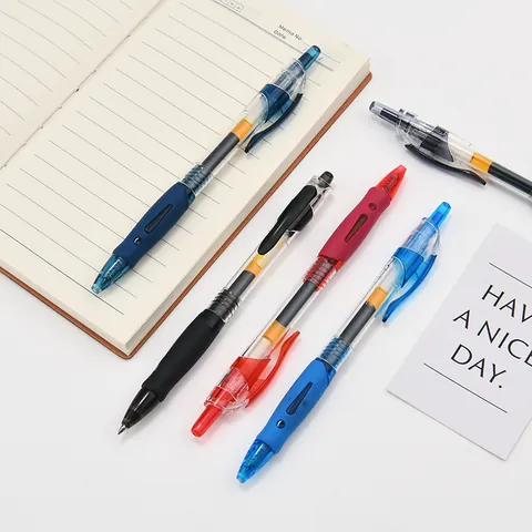 Retractable Gel Pen Black Ink Fine Point Office School Stationery Plastic Signing Pen with Comfortable Rubber Grip