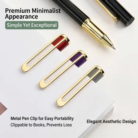 Business Metal Gel Pen Luxury Gold Hollow Clip Black Ink Refillable Neutral Pen For Office Signature Writing School Stationery