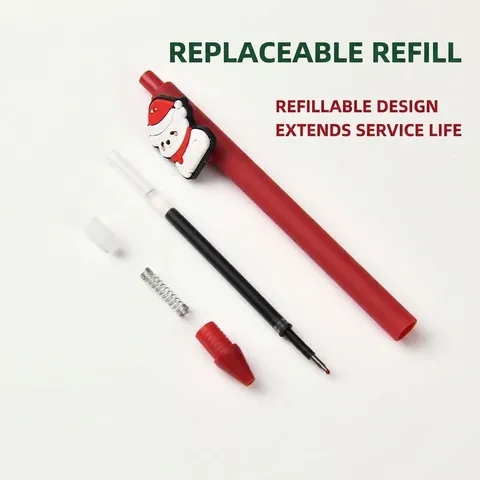 Bolígrafo de Gel Creativo de Navidad Dibujos Animados Tinta Negra 0,5mm Retráctil Papelería de Regalo para Escuela Oficina Universal