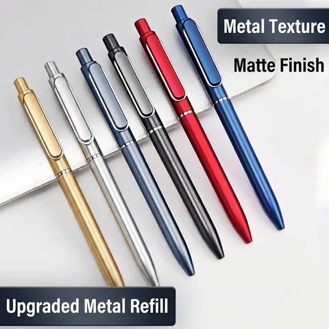 Business Minimalist Push Type Gel Ink Pen Matte Finish 0.5mm Bullet Tip Office Signing Pen Plastic Body Metal Clip