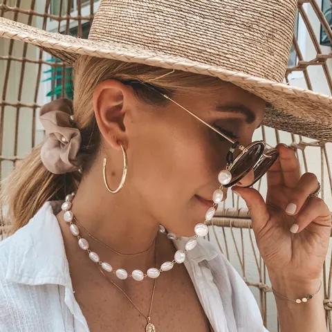 Elegante Künstliche Perlen Brillenkette Für Damen Mehrzweck Maskenkette Halskette Lanyard Halter Gold Legierung Handgefertigter Schmuck Zubehör