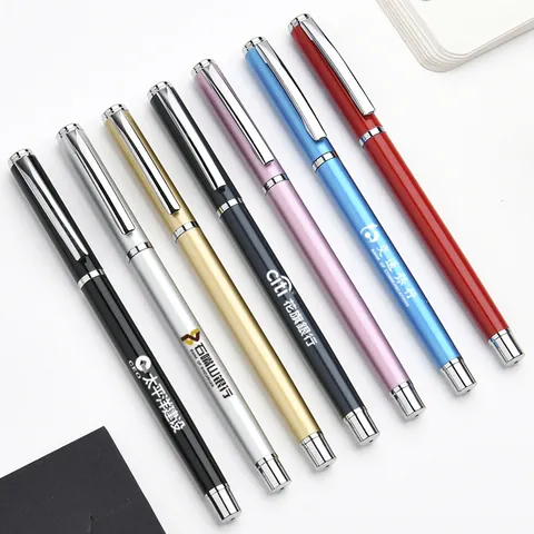 Luxury Business Metal Gel Pen 0.5mm Black Ink Smooth Writing Sign Pen Minimalist Office Stationery Refillable Metallic Pen For Professionals