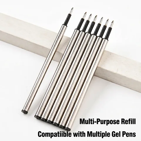 Metal Gel Pen Refill 0.5mm Black Blue Ink Large Capacity Replaceable Office Stationery Writing Supplies Smooth Professional