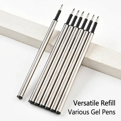 Metal Gel Pen Refill 0.5mm Black Blue Ink Large Capacity Replaceable Office Stationery Writing Supplies Smooth Professional