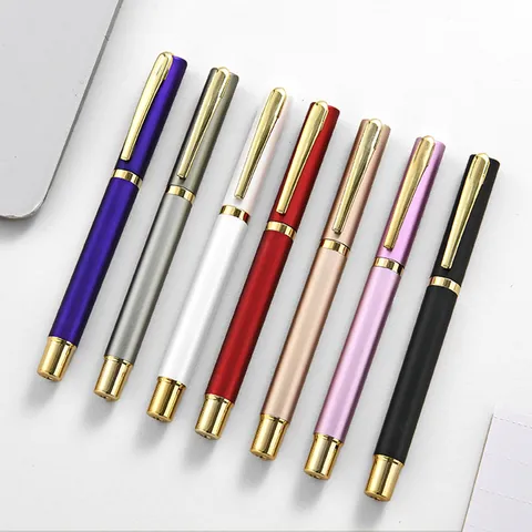 Luxury Business Metal Texture Gel Pen 0.5mm Black Ink Signature Pen For Office School Stationery Writing Supplies Gift