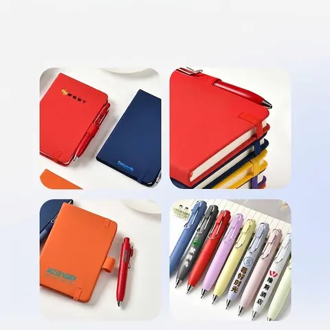 A6 Pocket Notebook Set With 0.5mm Gel Pen PU Leather Hardcover Business Journal With Elastic Band For Office School Writing