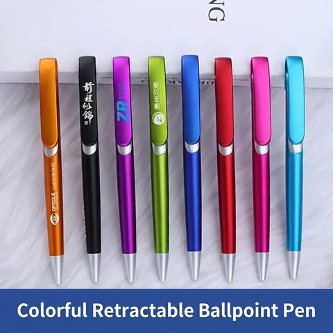 Modern Retractable Ballpoint Pen Large Clip Plastic Shell Spray Paint Finish 1.0mm Bullet Tip For Office School Stationery