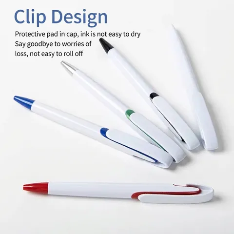 Retractable Plastic Ballpoint Pen 1.0mm Bullet Tip Wide Clip Multicolor Office School Stationery Advertising Gift Pen