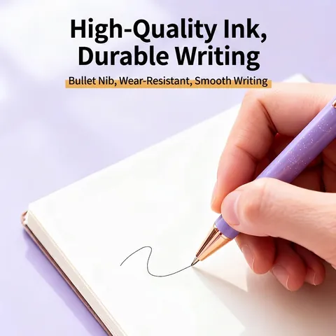 Luxury Glitter Stainless Steel Ballpoint Pen Retractable Metal Writing Pen With Rose Gold Accents For Office Student Stationery Gift