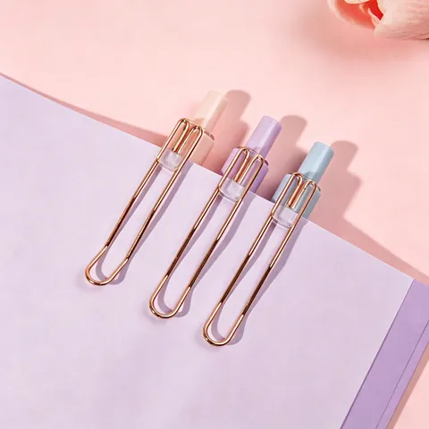 Retractable Gel Pen Candy Color Rose Gold Metal Clip Black Ink Fine Point Soft Grip Office School Stationary Writing Pen