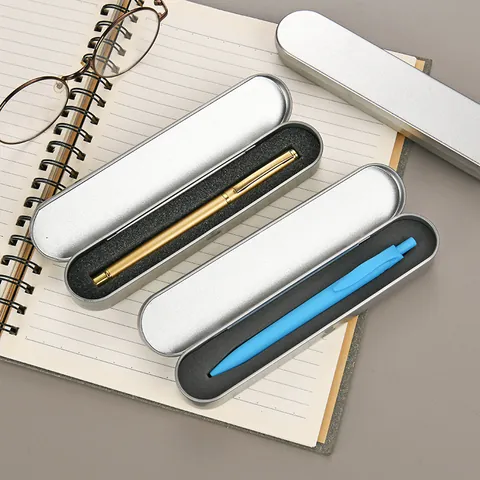 Estuche de Regalo Clásico de Hojalata para un Solo Bolígrafo Caja de Almacenamiento con Revestimiento de Esponja