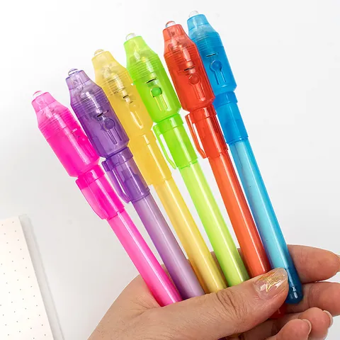 Multi-functional UV Light Invisible Ink Pen Creative Plastic LED Magic Secret Message Pen for Kids Party Gift School Stationery