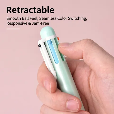 Penna a Sfera Retrattile Multicolore 6-in-1 Macaron in Plastica Estetica Cancelleria per Ufficio Scuola Forniture Regalo