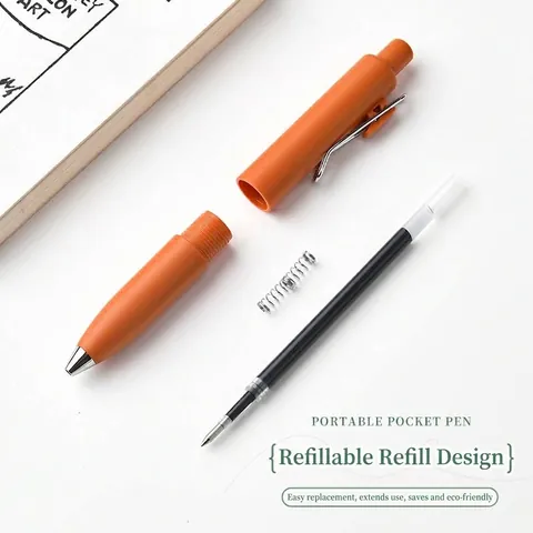 Morandi Retractable Gel Pen Portable Pocket Size Black Ink 0.5mm Fine Point Minimalist Design Office School Stationery Pen With Metal Clip