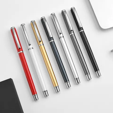 Penna Gel in Metallo di Alta Qualità Penna per Firma Ufficio Business 0.5mm Punta a Proiettile Ricaricabile Inchiostro Nero Scrittura Fluida Cancelleria Strumento Professionale