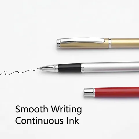 Luxury Business Metal Gel Pen 0.5mm Black Ink Smooth Writing Sign Pen Minimalist Office Stationery Refillable Metallic Pen For Professionals
