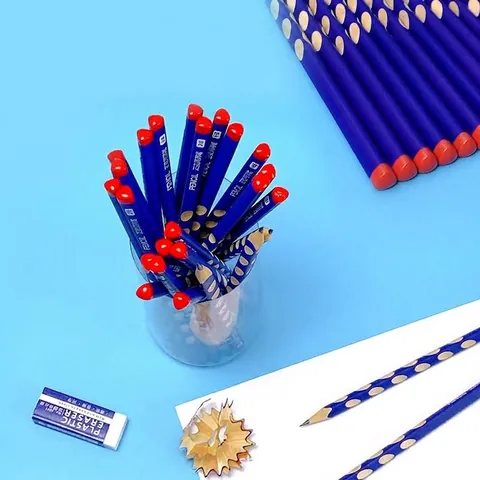 Ergonomic Posture Correction Pencil HB 2B Graphite Lead For Students Writing Drawing Sketching School Supplies Blue Wood Hole Pencil