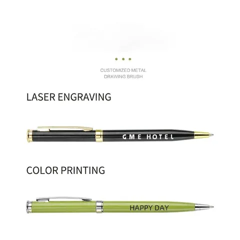 High End Metal Twist Ballpoint Pen For Business Hotel Conference Writing Signature Bullet Tip Black Blue Ink Office Supplies Stationery