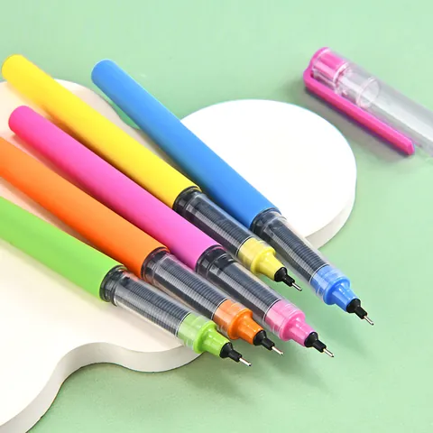 Penne Gel a Inchiostro Liquido Diretto in Plastica 0.5mm Punta ad Ago Asciugatura Rapida Inchiostro Nero Scrittura Fluida Ufficio Scuola