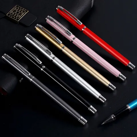 Professional Metal Gel Pen 0.5mm Black Ink Business Office Signature Pen Hollow Clip Design For Writing Smoothly School Stationery Gifts