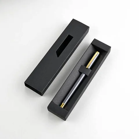 Business Gift Set Black Drawer Box With Window Luxury Pen Packaging For Office Meeting Commemoration High-end Paper Box