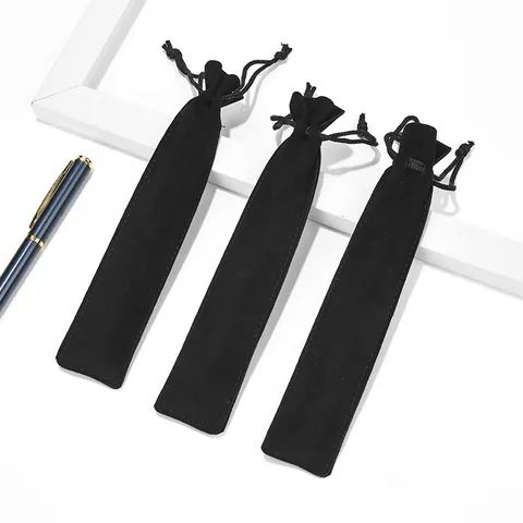 Funda de Terciopelo de Lujo para un Solo Bolígrafo Estuche con Cordón Protector de Pluma Estilográfica para Oficina Regalo
