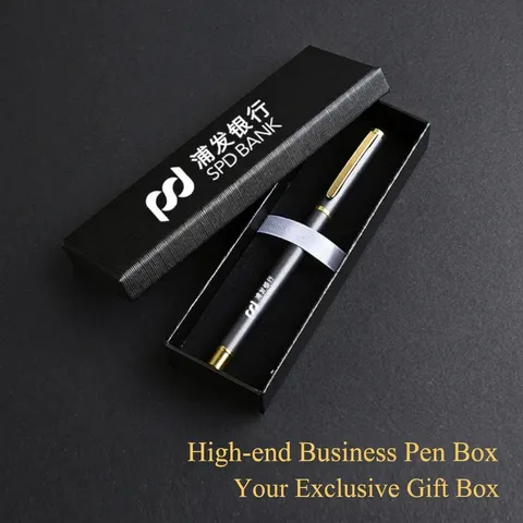 Luxury Business Gift Pen Box Lid And Base Texture Specialty Paper Stationery Case For Single Fountain Pen Packaging Office Supply