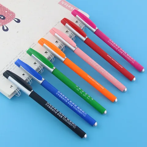 Rainbow Multi-color Gel Pen Fine Point Black Ink Plastic Writing Advertising Office School Business Stationery Gift Pen