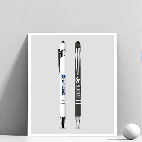 Professional Metal Retractable Ballpoint Pen With Touch Screen Stylus Tip Smooth Black Ink Office Writing Stationery