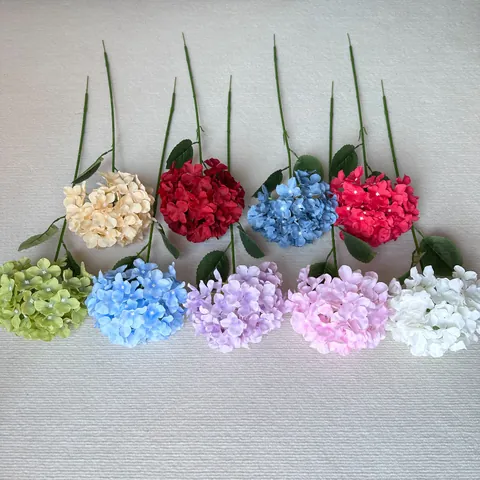 Artificial Hydrangea Silk Look Flower Single Stem Fake Floral Decoration For Wedding Hotel Home Party Prop