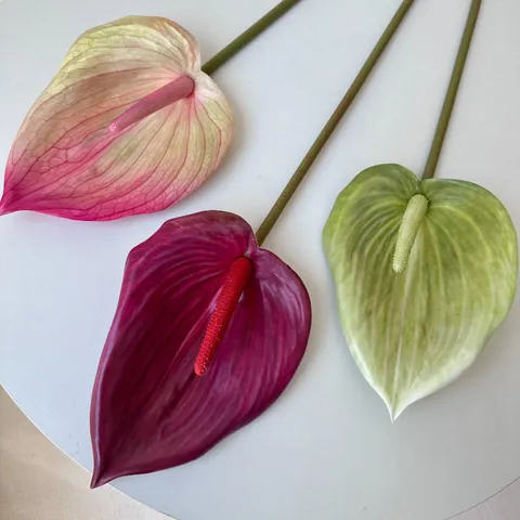 Artificial Anthurium Flowers 3D Printed Real Touch Calla Lily Long Stem Plastic Fake Greenery For Home Wedding Hotel Decor