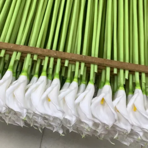 Realistic Large PU Calla Lily Artificial Flower For Wedding Hotel Home Decoration Real Touch Elegant White Faux Floral Stem