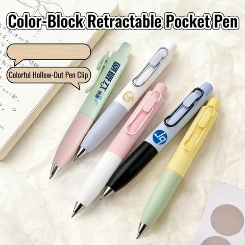Penne Gel a Scatto 0.5mm Inchiostro Nero Macaron Color Block Penne tascabili Portatili Plastica Acciaio Inossidabile Cartoleria per Ufficio Scuola