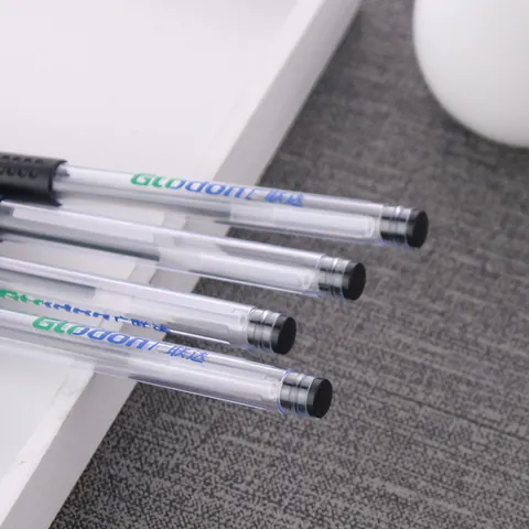 Professional Transparent Office Gel Pen 0.5mm Fine Point Ink Pen With Rubber Grip Clip Cap For School Business Writing