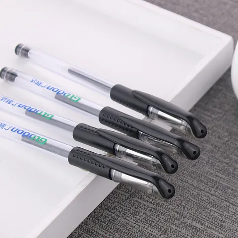 Professional Transparent Office Gel Pen 0.5mm Fine Point Ink Pen With Rubber Grip Clip Cap For School Business Writing