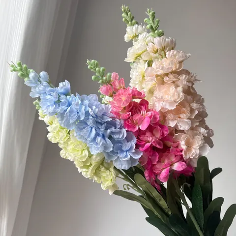 Grote Kunstmatige Viooltje Ridderspoor Satijnen Doek Bloem Steel Faux Floraal Voor Bruiloft Hotel Huis Decoratie Multi Kleur