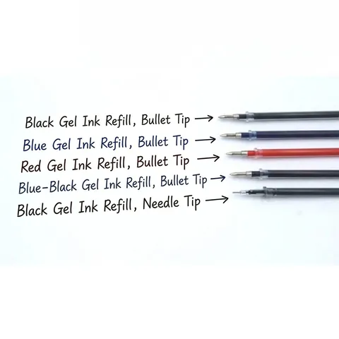 Universal Gel Pen Refills Smooth Writing German Ink Replacement Cartridges Fine Point Black Blue Red Ink For Office School