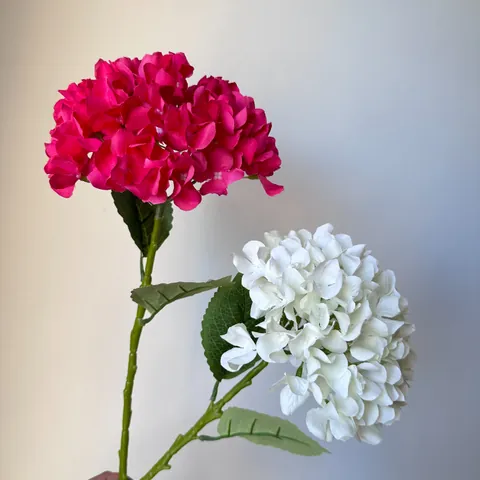 Artificial Hydrangea Silk Cloth Plastic Single Stem Flower Real Touch Fake Hydrangea For Wedding Party Hotel Ceiling Home Decor