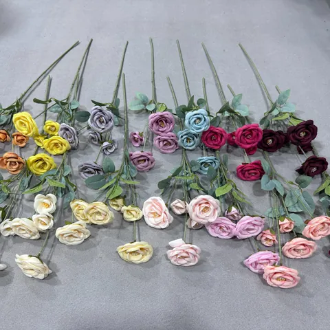 Simulation Rose Silk Flower Bouquet Multi-Headed Artificial Floral Branch For Wedding Home Table Decor Photography Props