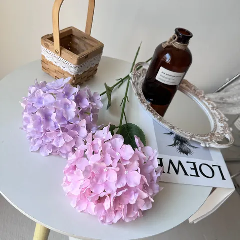 Artificial Hydrangea Silk Look Flower Single Stem Fake Floral Decoration For Wedding Hotel Home Party Prop