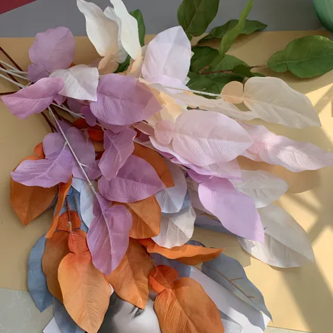 Artificial Grapefruit Leaf Silk Flower Branch For Wedding Hotel Banquet Decoration Photography Props Realistic Faux Foliage Stem